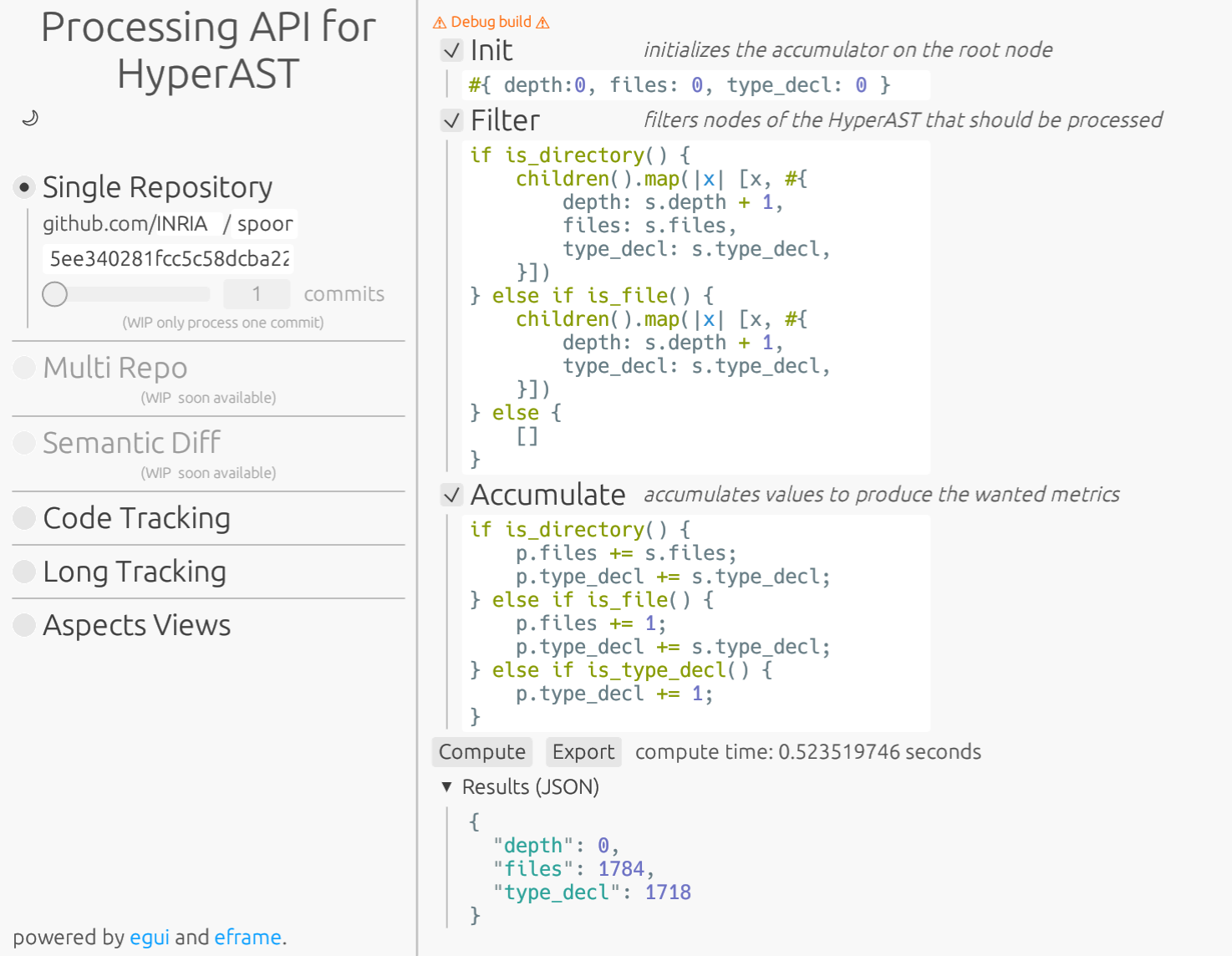 interface of the scripting language